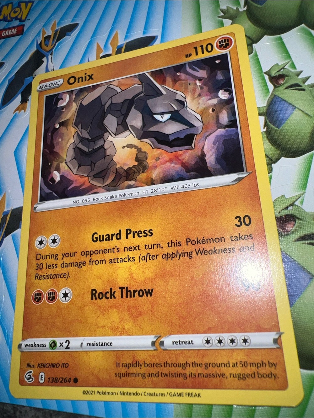 Pokemon Onix Trading Card - Yellow and Orange